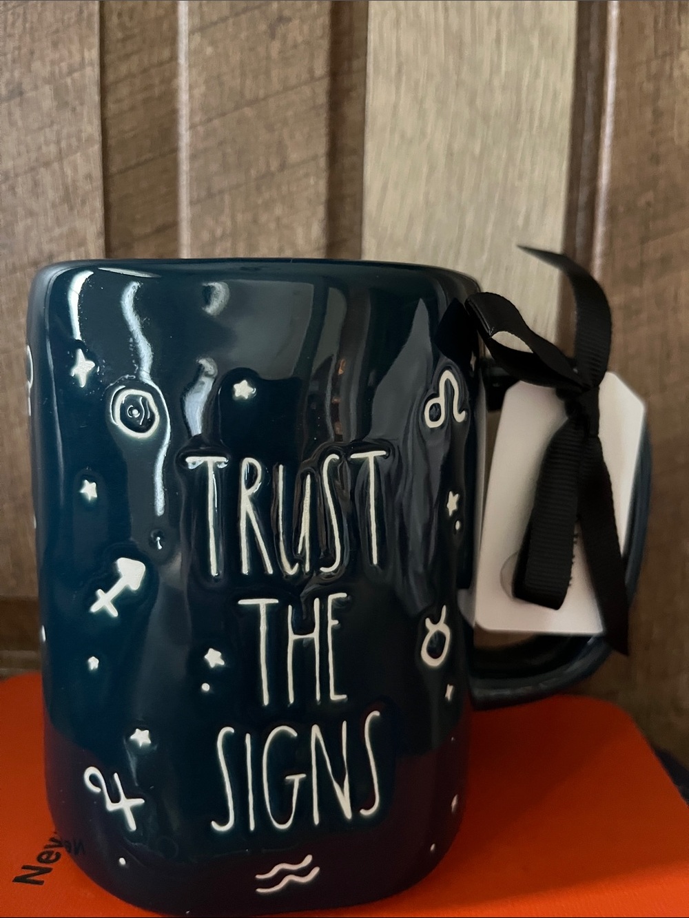 Rae Dunn Trust The Signs Navy Ceramic Mug
